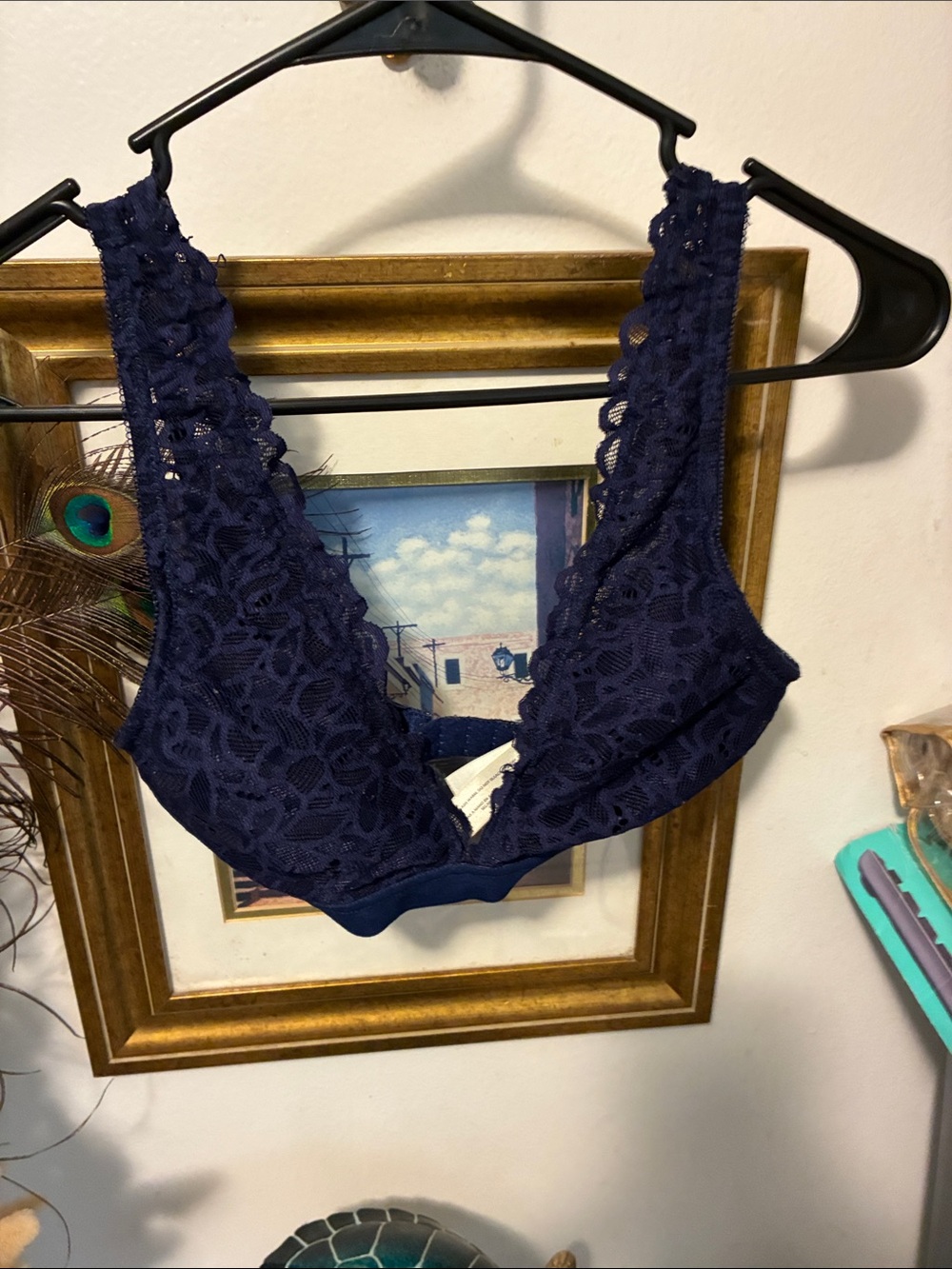 Jessica Simpson Lace Plunge Bralette - Navy